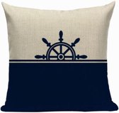 Bootkussens - Sierkussen - Boot accessoires Blauw/Crème 45x45 Linnen