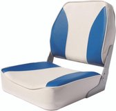 FES Opklapbare bootstoel klapstoel blauw/wit met lage rugleuning