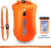 Zwemboei voor Veilig Openwater en Triatlon Zwemmen - Zwem Boei - Reddingsboeien - incl. drybag /Saferswimmer/Safe swimmer/ 20 Liter + Waterdichte smartphone hoes - Waveslider®