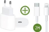 iPhone USB C Lader met iPhone Oplader Kabel 2 Meter - USB-C Power Adapter met iPhone USB-C Lightning Kabel - iPhone Kabel met 20W Oplaadstekker, Apple iPhone 11/12/13, Oplaadblokje, iPhone Oplaadsnoer, 20W, iPhone Snellader, iPad Lader - iPad Adapter