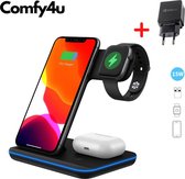 Comfy4u 2022 Ultimate – 3 in 1 Draadloze Oplader Inclusief Gratis Qualcomm Quick Charge 3.0 adapter en kabel – Voor iPhone Iphone / iWatch / Airpods 2 Pro / Samsung Galaxy / Huawei – Oplaadstation – Docking Station – Fast Charger – Snellader – Qi