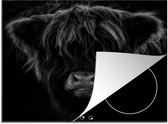 Inductie beschermer - Inductie Mat - Donker portret Schotse hooglander - zwart wit - 60x52 cm - inductiebeschermer