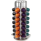 KitchenBrothers Roteerbare Capsule Houder - Geschikt voor Nespresso - Koffie Cup Dispenser en Standaard - 360º Draaibaar - 42 Capsules - RVS - Zilver