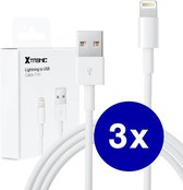 3 stuks - iPhone Oplaad Kabel Lightning - 1 meter - 12 / 12 PRO / 12 PRO MAX / 11/ 11 PRO (MAX) / XS / XR/ X / iPhone 8 / 8 Plus/ iPhone SE/ 6 / 5 / 5SE - premium kwaliteit - Oplaadkabel - wit