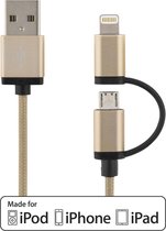 Deltaco IPLH-232 USB-Lightning Micro-USB combikabel MFI 1 m. Goud