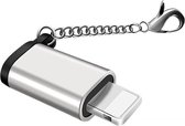 Micro Usb naar Lightning Adapter - Mini Sleutelhanger Adapter - Zilver