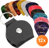 Plectrum sleutelhanger met 12x plectrum voor gitaar – zwart