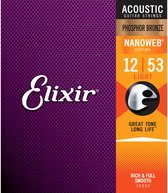 Elixir 16052 | Akoestische gitaar snaren | Phosphor Bronze Nanoweb Light 12-53