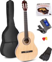 Akoestische gitaar voor beginners - MAX SoloArt klassieke gitaar / Spaanse gitaar met o.a. 39 inch gitaar, gitaartas, gitaar stemapparaat en extra accessoires - Naturel (hout)