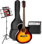 Elektrisch akoestische gitaar - MAX ShowKit gitaarset met 40W gitaar versterker, muziekstandaard, gitaar stemapparaat, gitaartas en plectrum - Sunburst