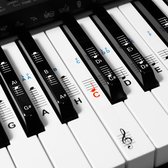 kwmobile piano en keyboard stickers - Eenvoudig muzieknoten leren - Geschikt voor 49, 61, 76, 88 toetsen - Voor witte en zwarte toetsen - Transparant