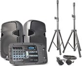 Vonyx PSS302 Mobiele Geluidset 10 inch SD/USB/MP3/BT met Standaards