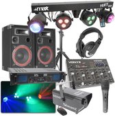 COMPLETE 500W BLUETOOTH DJ DISCO SET MET GELUID, LICHT EN ROOK