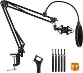 UPLY Microfoon Arm - Inclusief Popfilter en Shockmount - Microfoon Arm Zonder Microfoon - Microfoon statief - Opvouwbaar - 360 Graden - Zwart