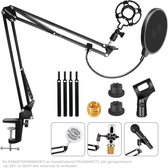 Microfoon Arm Set- met Shock Mount, Table Mounting Clamp, Pop-Filter – met 3/8'' naar 5/8'' Screw Adapter voor Blue Yeti, Snowball Andere Normale microfoons– Zwart