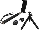 Ultron Selfie kit Universeel - selfiestick, Bluetooth Afstandsbediening, tripod, GoPro adapter, zwart