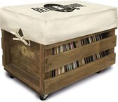 12'' LP Houten Krat Op Wielen Voor Vinyl Opslag - Tot 100 LP'S