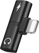 Adapter 2-in-1 Splitter - Audio - Opladen Zwart - Geschikt voor Apple iPhone