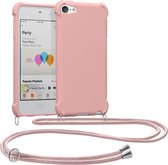 kwmobile hoesje compatibel met Apple iPod Touch 6G / 7G (6de en 7de generatie) - Met hangkoord - Siliconen hoes mat voor mobiele telefoon parelmoer