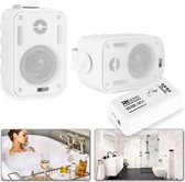 Buitenspeakers - Bluetooth geluidsinstallatie met 2 vochtbestendige opbouwspeakers (3 inch) voor bijvoorbeeld overkapping, badkamer, sauna ruimte, etc. - Wit