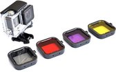 Set van 4 filters voor Actioncam (voor GoPro HERO 3+ en 4) / Grijs Rood Paars Geel / HaverCo