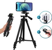 Telefoon statief lichtgewicht voor smartphone en camera – Camera statief – statief voor iPhone, Samsung, Xiaomi, etc. – Met Bluetooth afstandsbediening voor iPhone en Android - driepoot/tripod 102 cm - Zwart