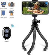 LURK® 3 in 1 Flexibele Octopus Tripod statief voor smartphone & (actie)camera - Incl. telefoonklem en bluetooth afstandsbediening  - 25 cm