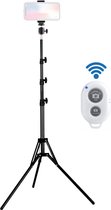 Statief smartphone en camera met telefoonhouder / statief telefoon en camera - 160 cm hoog - inclusief bluetooth afstandsbediening