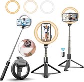 STHER© Ringlamp met Statief - Selfie Stick met Afstandsbediening - 90 cm - Statief Telefoon - Ringlamp Statief- Selfie Ring Light - Selfie Stick Tripod - Oplaadbaar - Tik Tok - Ringlamp Statief