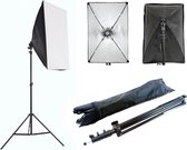 Complete Fotostudio Verlichting Set - Fotografie Studio Verlichtingsset Kit Met Lamp Op Statief & Softbox - Flitsset Studioset Soft Box Fotolamp Studiolamp - Studioverlichting -Inklapbaar & Draagbaar - Inclusief Draagtas