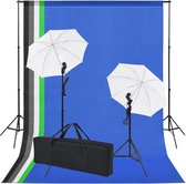 vidaXL Fotostudio set met 5 gekleurde achtergronden & 2 paraplu's