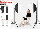 Softbox studiolamp set met Tas - 2Pcs Studiolampen - Foto Studio Verlichting Kit, Achtergrond Support System Softbox Paraplu tripod Stand 210cm - Fotolamp fotografie softbox - FAIRCO