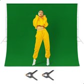 PIXETOOL Green Screen Doek 300 x 300cm - Achtergronddoek - Fotostudio - Fotodoek - Green Screen Studio - 2x Klemmen