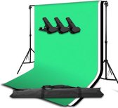 Dakta® Luxe Green Screen incl. Statief + 3 doeken | Green screen studio | Green screen doek | Green screen met achtergrondsysteem | Groen doek | Green screen set | Achtergrond