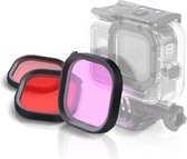 Roze paars rood 3 kleuren vierkante behuizing duiken lens filterkits voor GoPro HERO8 zwarte originele waterdichte behuizing