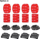 8x Actioncam mounts + sticker - 4x flat - 4x curved - gopro - hero - 8/7/6/5/session/4/3/2/1 zwart