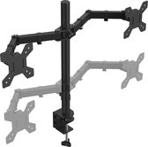 LifeGoods Dubbele Monitor Arm - 2 Schermen - 13 tot 27 Inch - Verstelbaar - Staal - Zwart