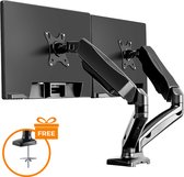 Douxe FM-SPM2 - Dubbele Gasveer Monitorbeugel - Monitor Arm 13-27 Inch - Full Motion voor op Kantoor en Thuis - Zwart