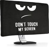 kwmobile hoes voor 24-26" Monitor - beschermhoes voor beeldscherm - Don't Touch My Screen design - wit / zwart