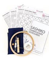 Sashiko startpakket | Eco borduurpakket | Sashiko borduren voor beginners inclusief ecologische stof naalden borduurring en garen