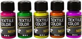 Creotime Textile Color Neon Kleuren Assortiment - 5x50 ml