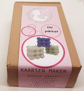 DIY pakket zelf kaarsen maken incl. kubus mal grijs - kaarsen maken pakket - set - geurkaarsen maken rozen - zonder paraffine - biologische kaarsen - met handleiding - moederdag