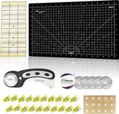 rolmes voor stof snijmat rotary cutter hobby papier liniaal stofsnijder -  inclusief rolmes 45mm, snijmat A3, stofklemmen en liniaal