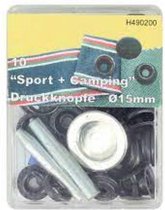 DRUKKNOPENSET SPORT+CAMPING 15MM (10 STUKS), ZWART-BRONS, PER DOOSJE.