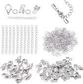 150 Stuks - Karabijnsluitingen met Open Ringen en Verlengketting - Kreeft Sluitingen- Silver - 10mm - DIY - Kettingen - Armbanden - Sieraden Maken - Hobbie