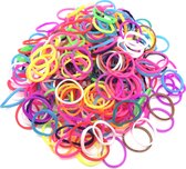 600 Loom elastiekjes, loombandjes in multi kleur met weefhaak en S-clips