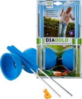 ANGEL TOYS DIABOLO RUBBER MET 2 METALEN STICKS  32,5 CM - BLAUW