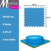 Meisterhome® Zwembad tegels - Set van 9 stuks - 50x50 cm - 2,25 m² - Bodem bescherming - Ondertegels - Ondervloer - Ondergrond - Foam tegels - Matten - Puzzelmat voor zwembad - Zwembadtegels