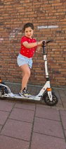 Witte Step Aluminium Autoped - dubbele schrokdemper - Step voor volwassenen - Urban scooter- Vering - 100kg - Autoped Grote Wielen - UNIEKE EXTRA BREDE BANDEN