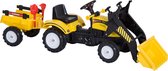 HOMCOM Trapauto met voorlader en aanhanger tractor traptractor vanaf 3 jaar kinderen 341-019